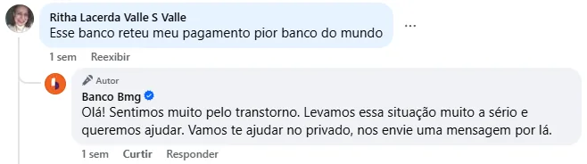 Resposta do Banco BMG a reclamação