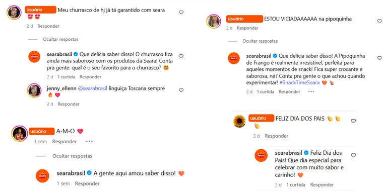 Respostas da Seara a comentários sobre churrasco