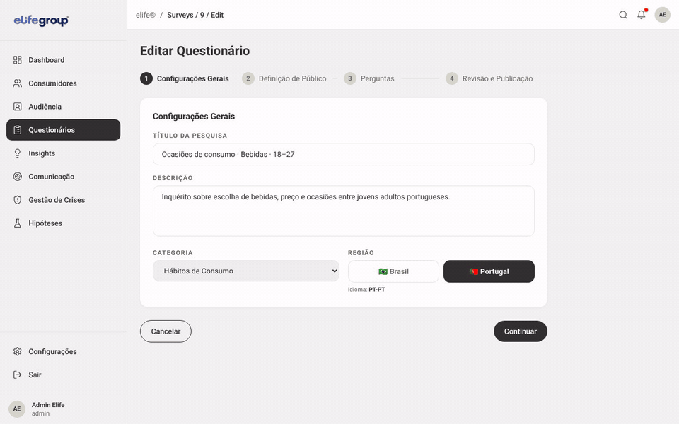Do título à lista de perguntas, com a audiência portuguesa já ligada.
