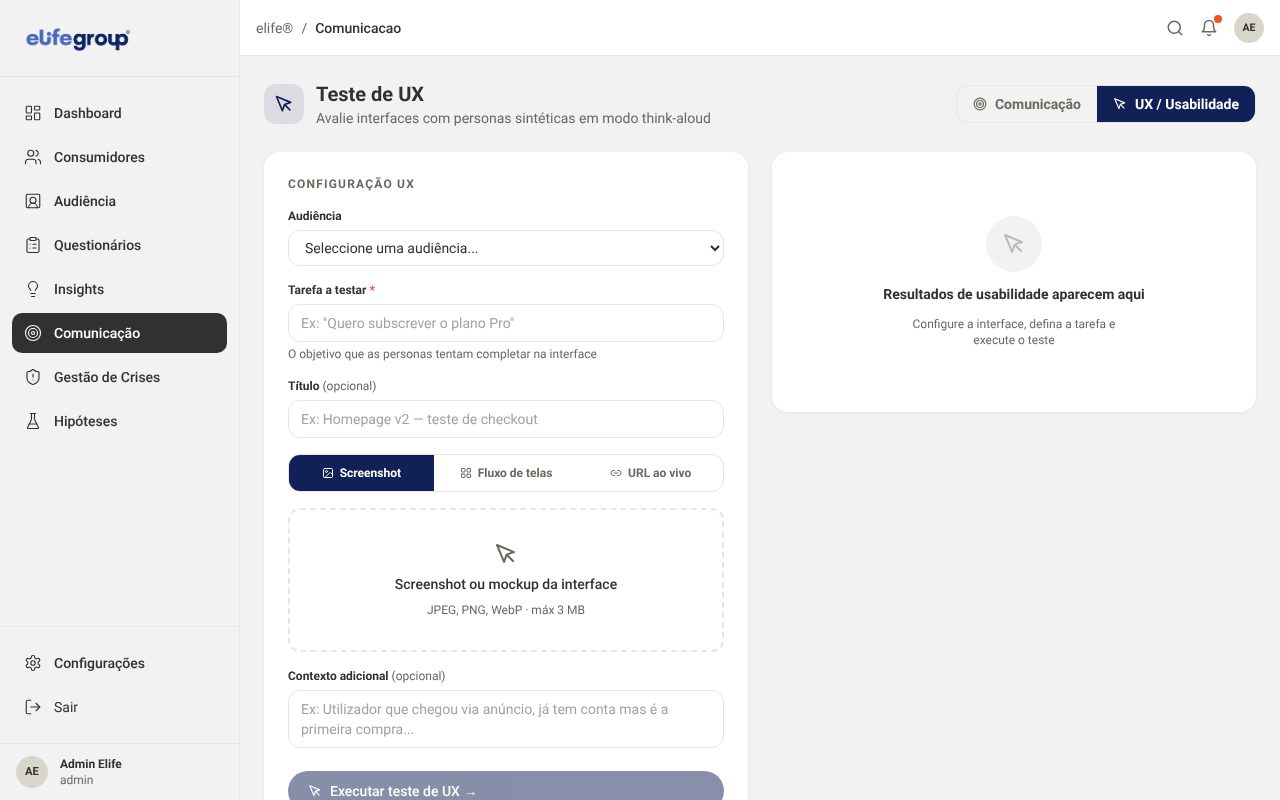 Teste de UX.
